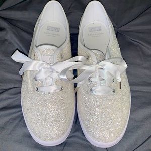 Keds x Kate Spade white glitter shoes